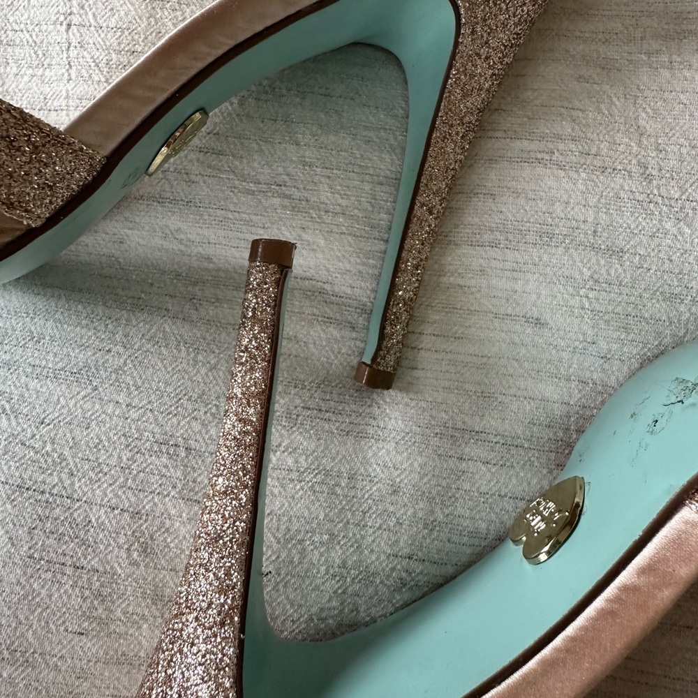 Blue by Betsy Johnson Sparkly Gold Heels, Size 9 - Picture 10 of 14